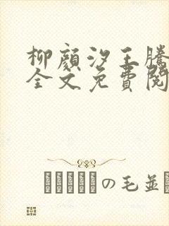 柳颜汐王腾小说全文免费阅读