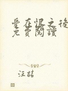 爱在恨之后全文免费阅读