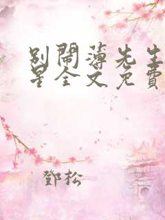 别闹薄先生沈繁星全文免费