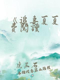 《追妻夏夏》免费阅读