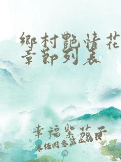 乡村艳情花溪村章节列表