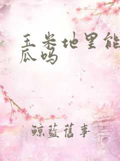 玉米地里能种黄瓜吗