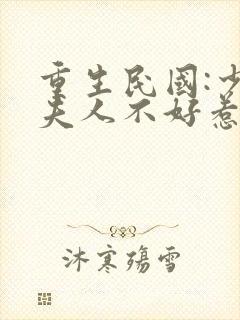 重生民国:少帅夫人不好惹