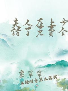 夫人在上少帅知错了免费全集