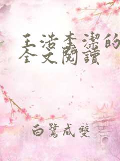 王浩李洁的小说全文阅读