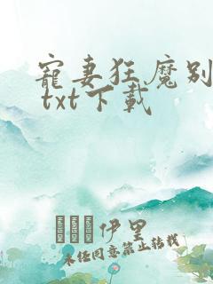 宠妻狂魔别太坏 txt下载