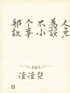 那个不为人知的故事小说免费阅读免费