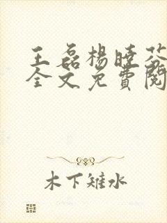 王磊杨晓芬小说全文免费阅读