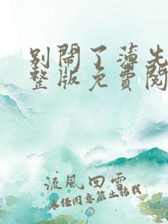 别闹了薄先生完整版免费阅读
