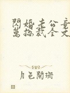 闪婚老公竟是亿万总裁全文免费