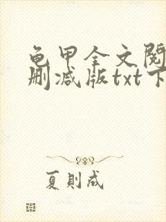 龟甲全文阅读未删减版txt下载