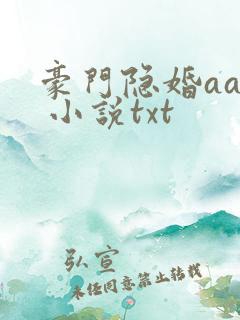 豪门隐婚aa制 小说txt