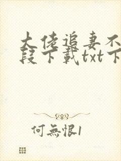 大佬追妻不择手段下载txt下