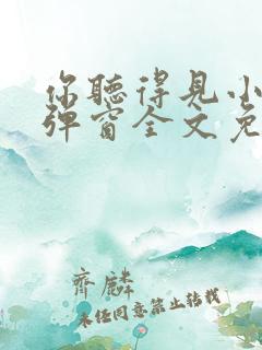 你听得见小说无弹窗全文免费阅读
