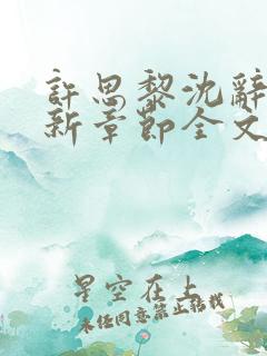 许思黎沈辞越最新章节全文免费阅读