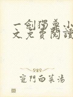 一剑独尊小说全文免费阅读无弹窗