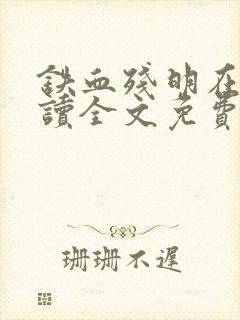 铁血残明在线阅读全文免费