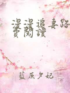 漫漫追妻路 免费阅读
