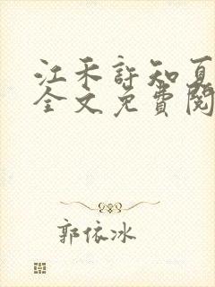 江禾许知夏小说全文免费阅读