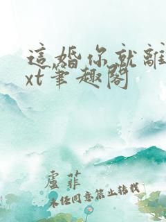 这婚你就离吧txt笔趣阁