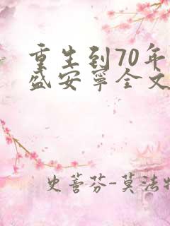 重生到70年代盛安宁全文阅读
