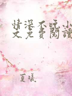 情深不晚小说全文免费阅读