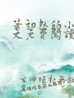 萧初然的小说全文免费阅读