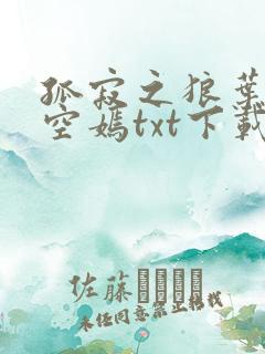 孤寂之狼叶凡司空嫣txt下载