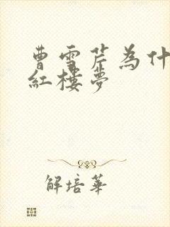 曹雪芹为什么写红楼梦