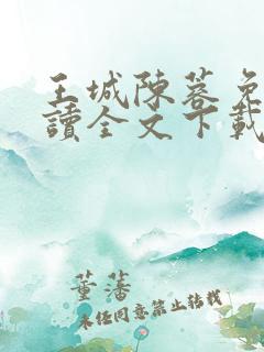王城陈蓉免费阅读全文下载