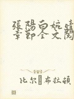 张阳白婉晴小说章节全文阅读