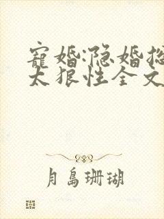 宠婚:隐婚总裁太狼性全文免费阅读