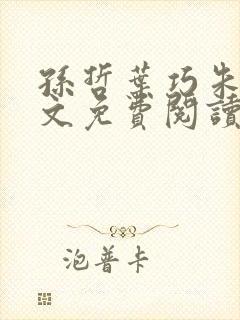 孙哲叶巧朱颜全文免费阅读
