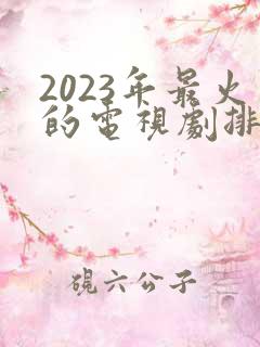 2023年最火的电视剧排行榜前十名
