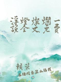 浮灯灿烂一朝小说全文免费阅读