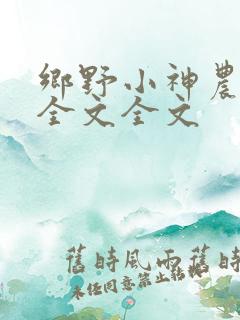 乡野小神农阅读全文全文