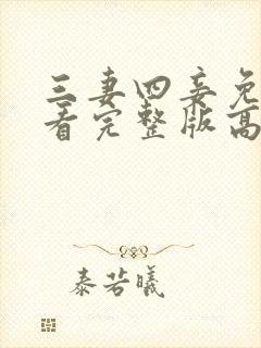 三妻四妾免费观看完整版高清