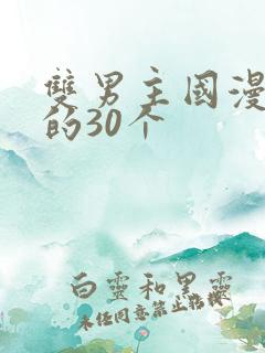 双男主国漫必看的30个