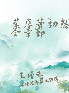 叶辰萧初然最新全章节