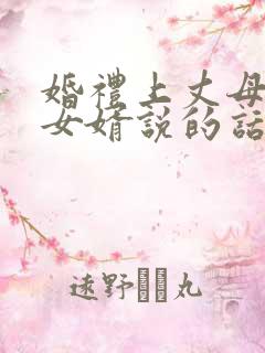 婚礼上丈母娘对女婿说的话