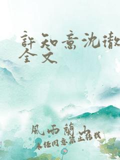 许知意沈彻阅读全文