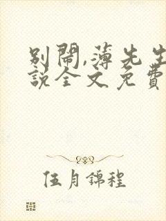 别闹,薄先生小说全文免费阅读