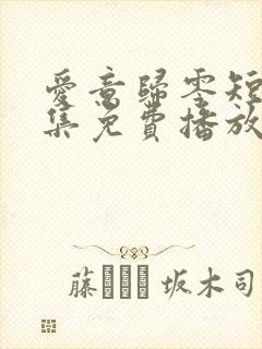 爱意归零短剧全集免费播放
