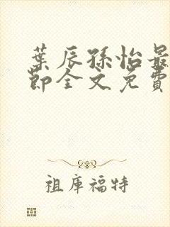 叶辰孙怡最新章节全文免费阅读
