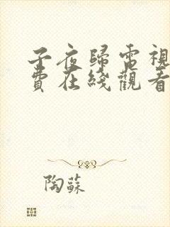 子夜归电视剧免费在线观看完整版
