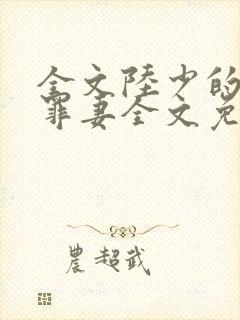 全文陆少的隐婚罪妻全文免费阅读