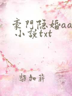 豪门隐婚aa制 小说txt
