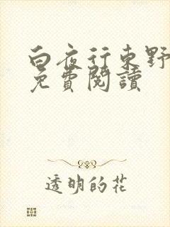 白夜行东野圭吾免费阅读