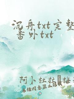沉舟txt完整 番外txt