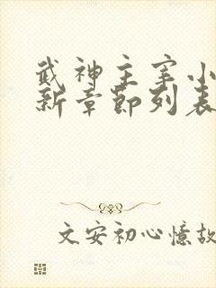 武神主宰小说最新章节列表